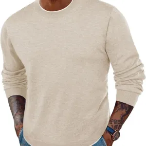 Mens Crewneck Dress Sweater Slim Fit Lightweight Wool Blend Knitted‎ Sweaters