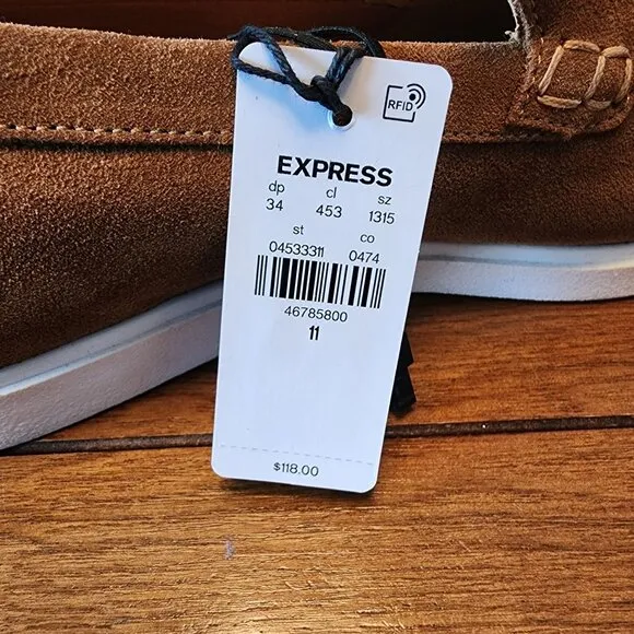 Mens Express Suede Tan Loafers With White Sole Casual Shoes Size 11 New $118
