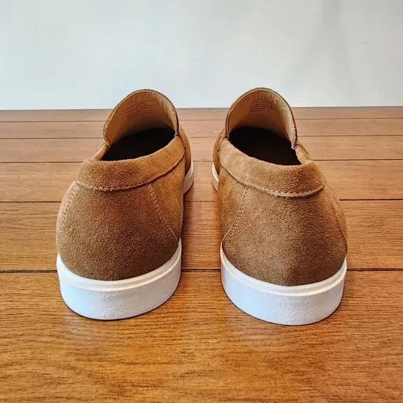 Mens Express Suede Tan Loafers With White Sole Casual Shoes Size 11 New $118