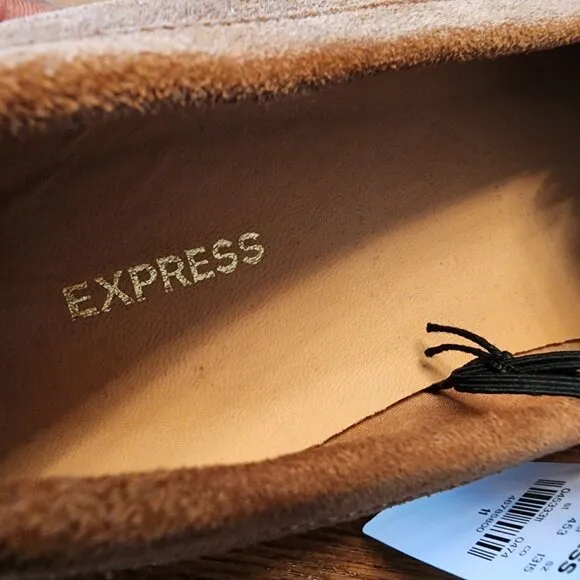 Mens Express Suede Tan Loafers With White Sole Casual Shoes Size 11 New $118