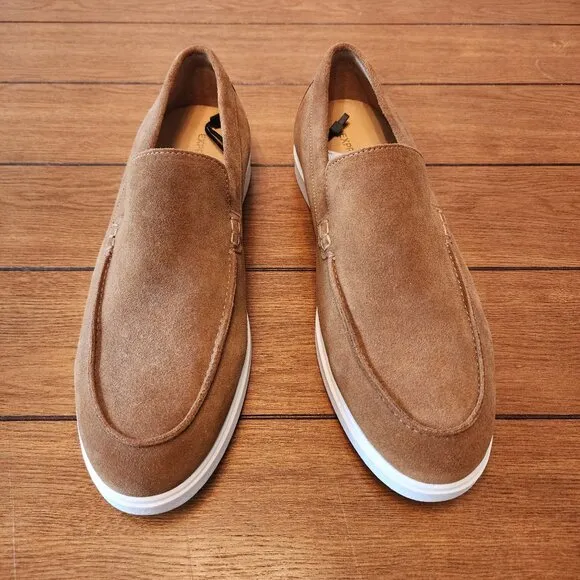 Mens Express Suede Tan Loafers With White Sole Casual Shoes Size 11 New $118