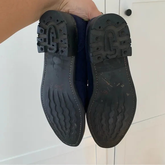Men’s Navy Blue Suede Leather Tassel Loafers Size 7