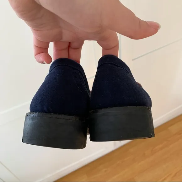Men’s Navy Blue Suede Leather Tassel Loafers Size 7