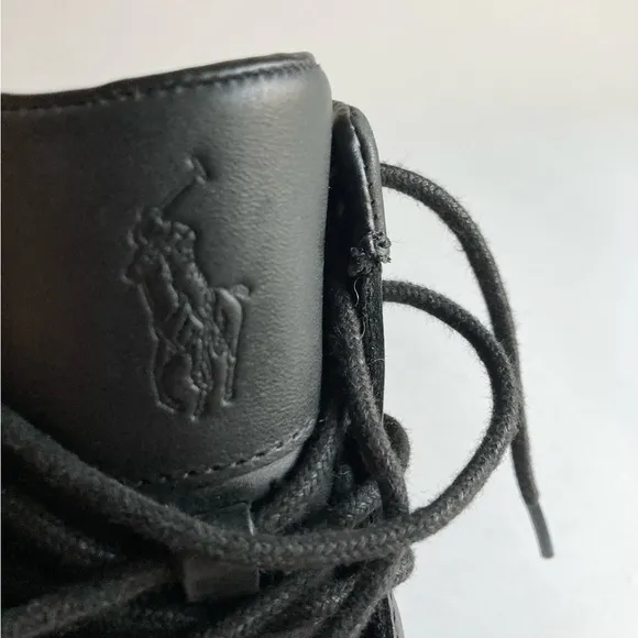 Men’s New Polo Ralph Lauren Mapperly Black Waterproof Leather Combat Boots size7