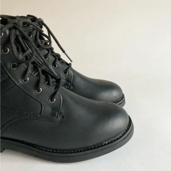 Men’s New Polo Ralph Lauren Mapperly Black Waterproof Leather Combat Boots size7