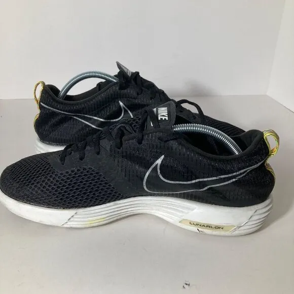 Mens Nike LunarMTRL Running Sneakers Black White 12 522345-001 10/12/11 Mesh Upp