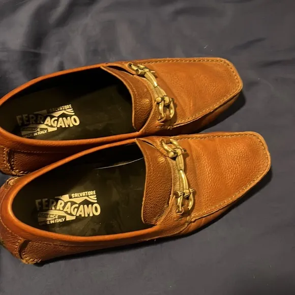Men's SALVATORE FERRAGAMO Brown Leather Loafers Size US 8.5 - D