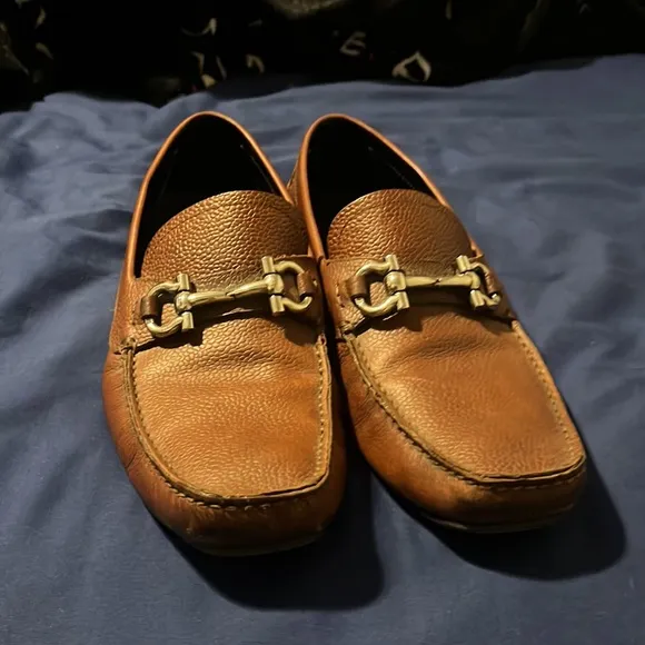 Men's SALVATORE FERRAGAMO Brown Leather Loafers Size US 8.5 - D