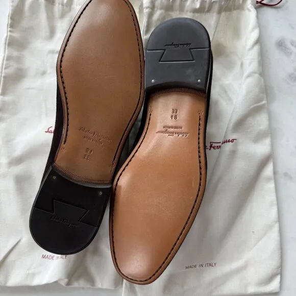 Men's Salvatore Ferragamo Brown Suede Driver Loafers – Size 9.5EE – NEW