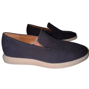 Mens Size 12 Guess Navy Blue Nubuck Slip-On Work Loafers Cream Sole Shoes Comfy