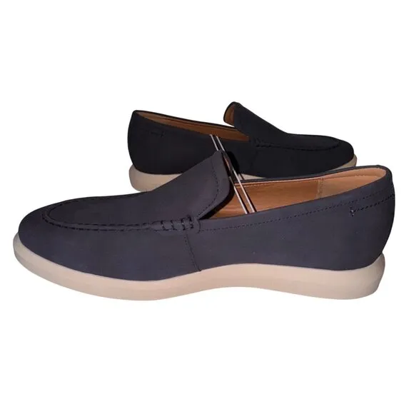 Mens Size 12 Guess Navy Blue Nubuck Slip-On Work Loafers Cream Sole Shoes Comfy