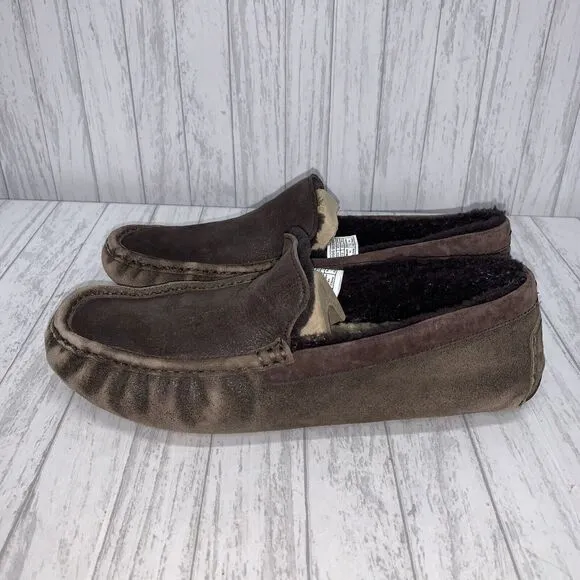 Mens Size 13 Ugg Brown Slipper Loafers EUC