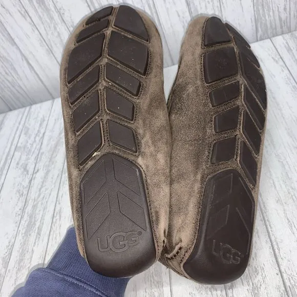 Mens Size 13 Ugg Brown Slipper Loafers EUC