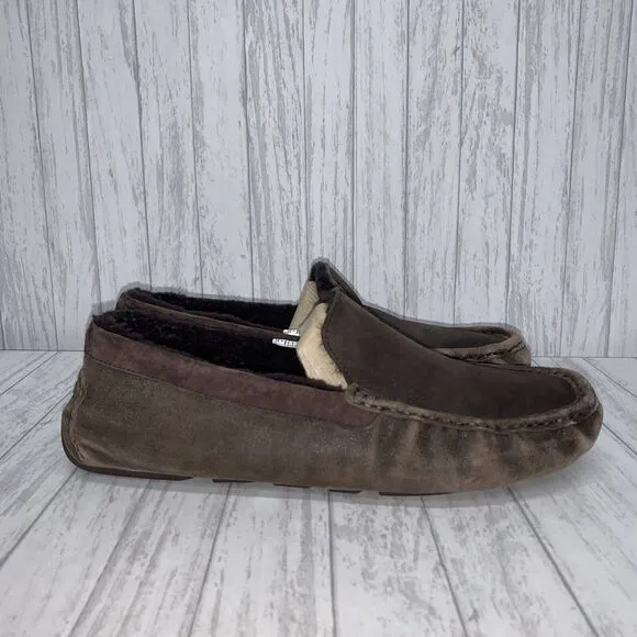 Mens Size 13 Ugg Brown Slipper Loafers EUC