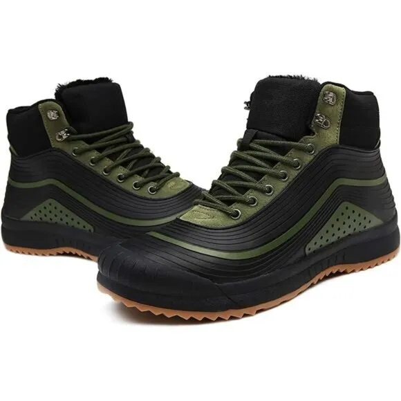 Men's Snow Boots Waterproof Fur Lined Booties Non-Slip Lightweight Winter Shoes