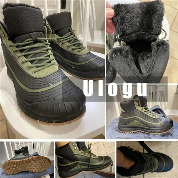 Men's Snow Boots Waterproof Fur Lined Booties Non-Slip Lightweight Winter Shoes
