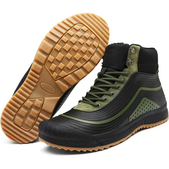 Men's Snow Boots Waterproof Fur Lined Booties Non-Slip Lightweight Winter Shoes