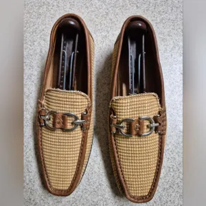 Men's Tan Loafers with Buckle Detail
