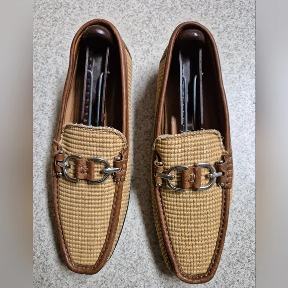 Men's Tan Loafers with Buckle Detail