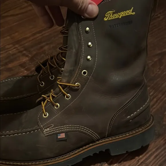 Men's Thorogood 8&quot; Steel Toe WP Moc Toe Brown Work Boot Size 13