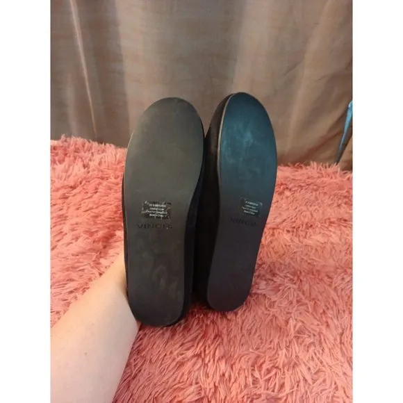 Men's Vince Gomez Leather/Suede/Faux Fur Black Slip On Loafers Size 9.5M