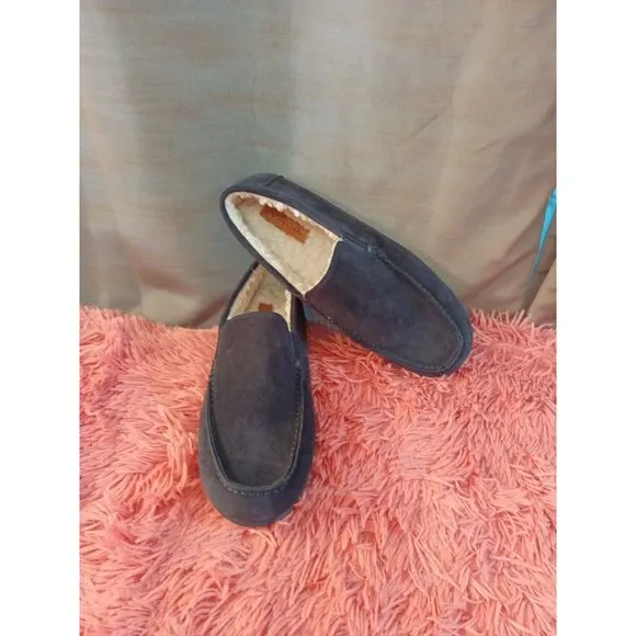 Men's Vince Gomez Leather/Suede/Faux Fur Black Slip On Loafers Size 9.5M