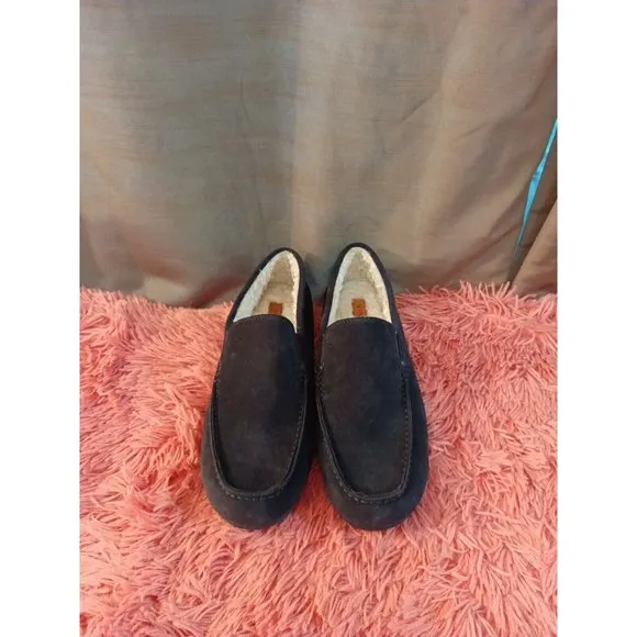 Men's Vince Gomez Leather/Suede/Faux Fur Black Slip On Loafers Size 9.5M