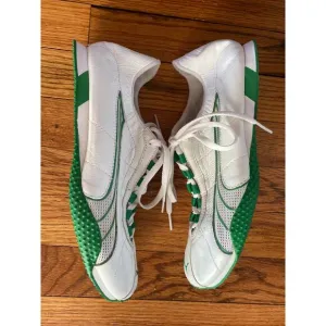 Mens Vintage Puma Leather Mesh Sneakers Lightweight White / Green Sz 7.5/ EUR 40