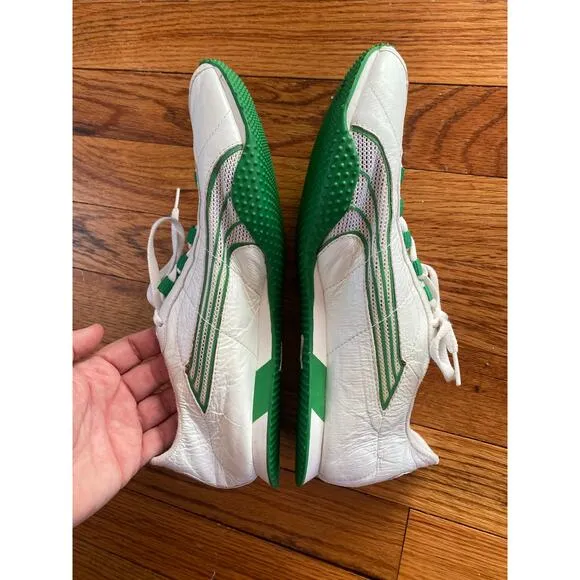 Mens Vintage Puma Leather Mesh Sneakers Lightweight White / Green Sz 7.5/ EUR 40
