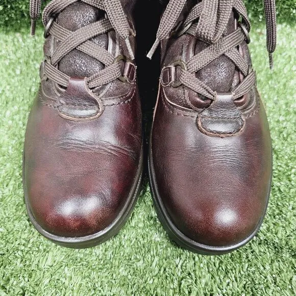 Mephisto Brown Leather Fur Lined Lace Up Ankle Boots Booties‎ Womens Size US 7
