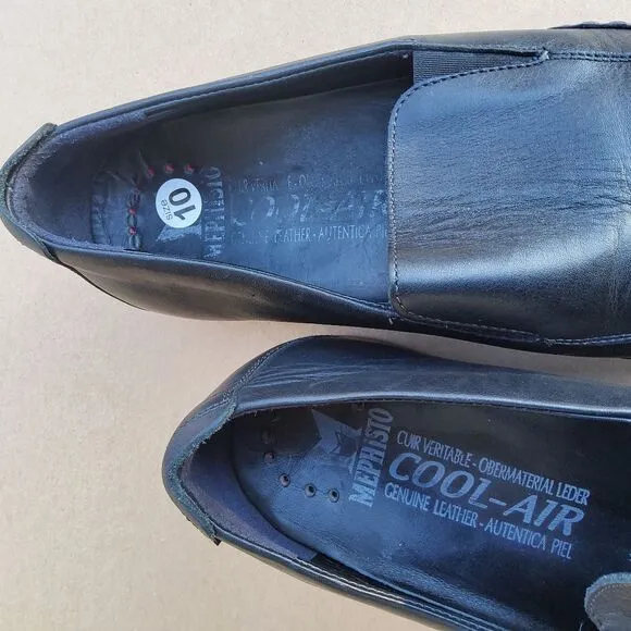 Mephisto Edlef Men's Cool Air Black Genuine Leather Slip On Loafers Size 10