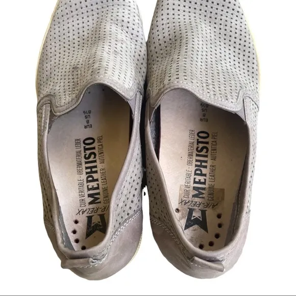 MEPHISTO Ulrich casual slip on Loafer Gray Perforated Leather Comfort Shoe 8.5M