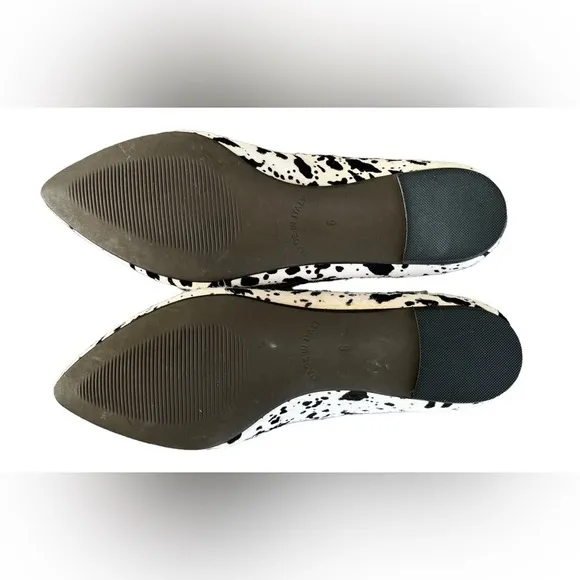 Mercanti Fiorentini Black White Cow Spotted Pony Hair Pointed Toe Flats Size 6
