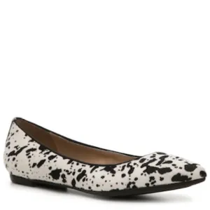 Mercanti Fiorentini Black White Cow Spotted Pony Hair Pointed Toe Flats Size 6