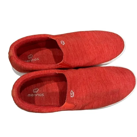 Merinos Women’s 10 Coral Red Slip On Wool Sneakers