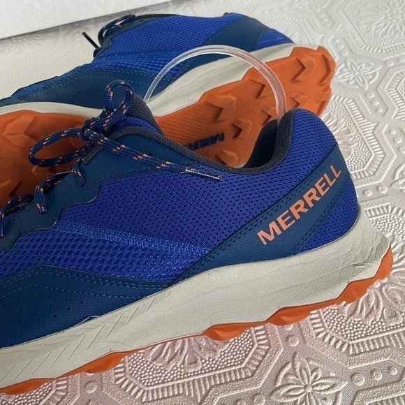Merrell Blue and Orange Leather and Mesh Sneakers