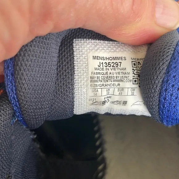 Merrell Blue and Orange Leather and Mesh Sneakers