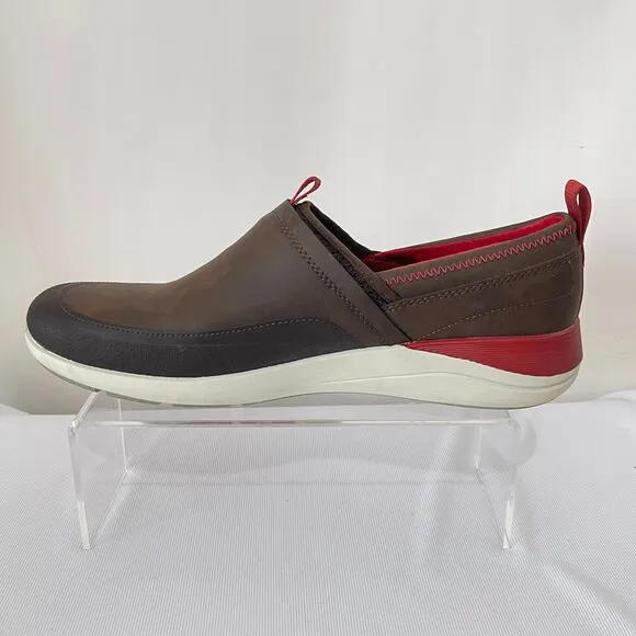 Merrell Bracken Loafers Womens 9.5 Brown Leather Red Slip On Comfort Shoes Flats
