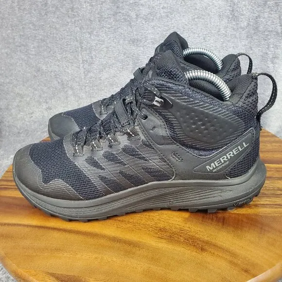 Merrell Nova 3 Mid Tactical Boots Men's 7 M Black Mesh Lace Up Waterproof Ankle
