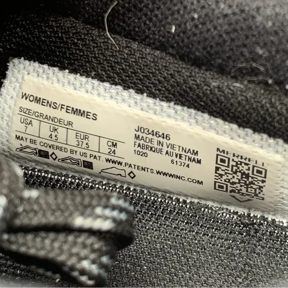 Merrell Women 37.5 Size 7 Sneakers Black Gray Mesh Waterproof Shoes Bravada