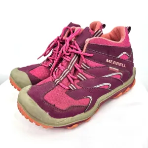 Merrell Youth Waterproof Pink Hiking Boots Size 2