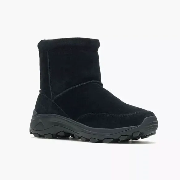Merrell Winter J004555 Boots Men 8 Black Suede Leather Pull On Waterproof TF3936