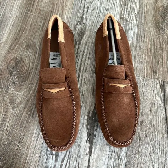 Mezlan Men's Brown Suede Leather Moccasins Faux Suede Slip-on Loafers Size 9