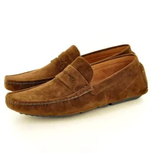 Mezlan Men's Brown Suede Leather Moccasins Faux Suede Slip-on Loafers Size 9