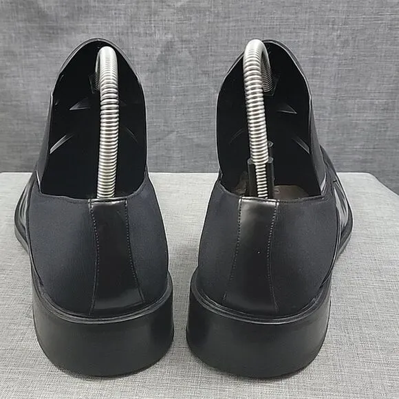 Mezlan Panaro Black Leather Slip-On Loafers Stretch Top Men's SZ 11M