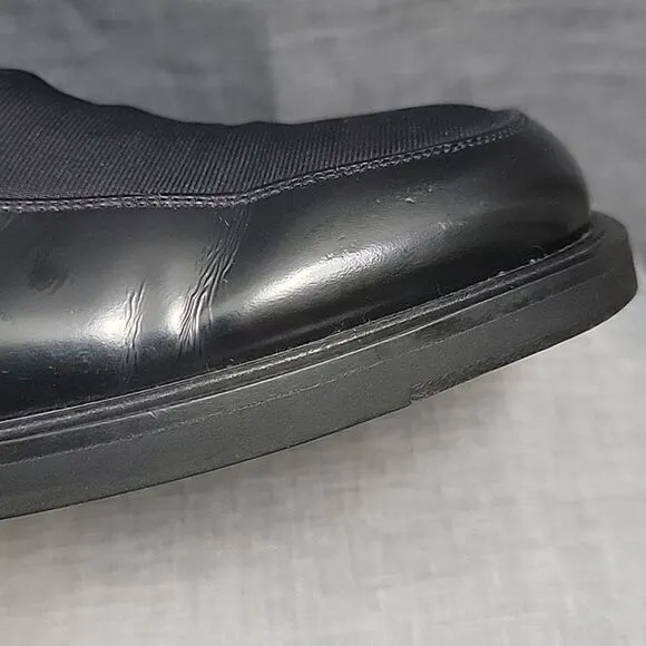 Mezlan Panaro Black Leather Slip-On Loafers Stretch Top Men's SZ 11M