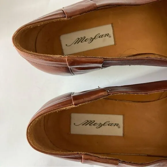 Mezlan Woven Leather Loafers Mens 11.5 Cayman Tan Brown Almond Toe Sandals Spain
