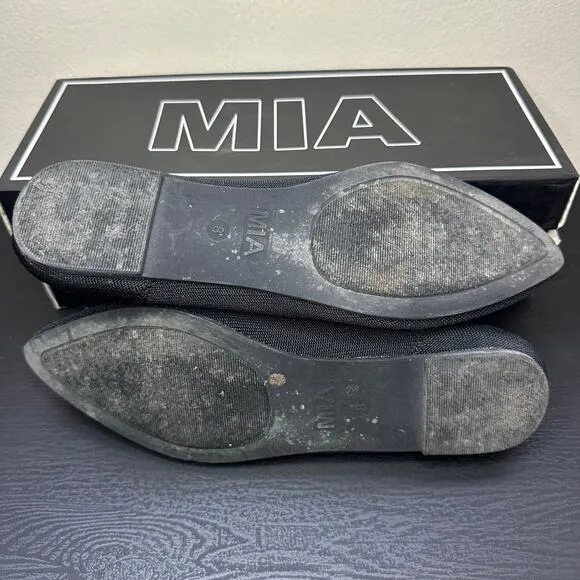 Mia womans Kerri pointed toe stretch material flats in black size 8M