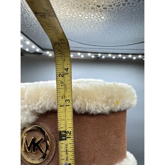 Michael Kors Boots Women 10 M Suede Leather Sheep Fur Lined Tall Winter Logo