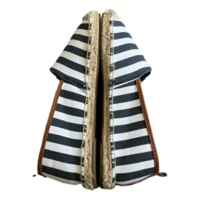 MICHAEL KORS Canvas &amp; Leather Navy &amp; White Striped Espadrilles, Women’s 7